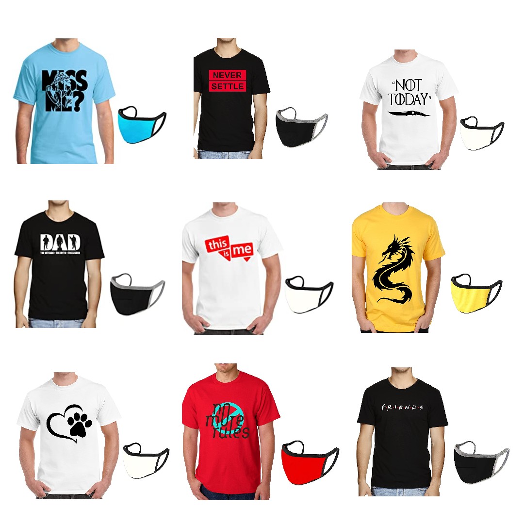 Buy Printed T-shirts and Get Free Mask