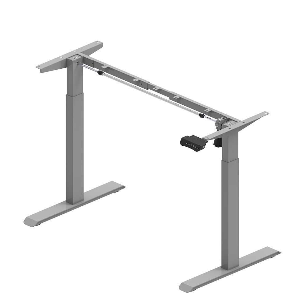Single motor height adjustable standing desk frame